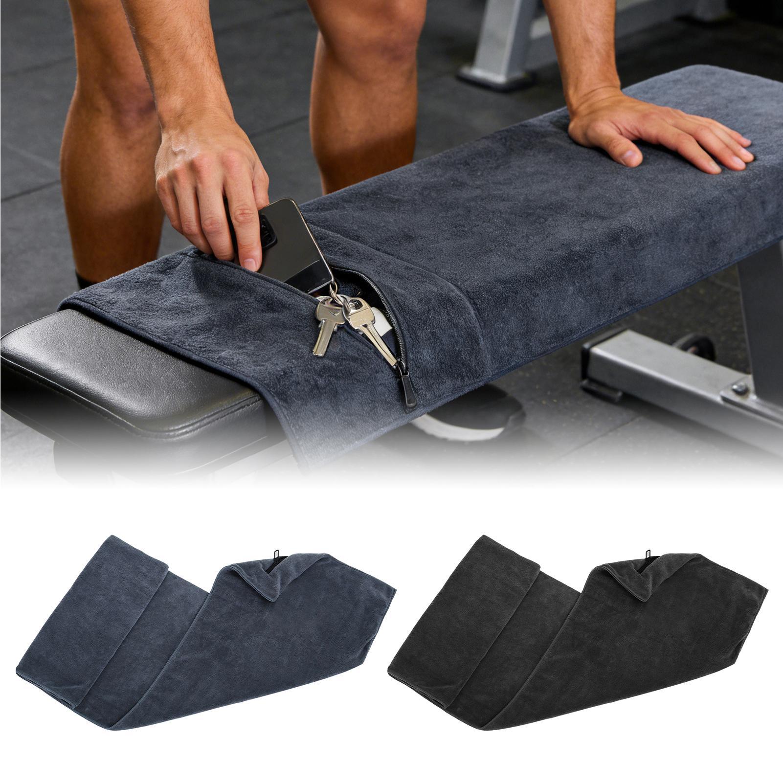 Home Gym Routine - Handuk Gym Mikrofiber dengan Kantong Ber-Resleting,