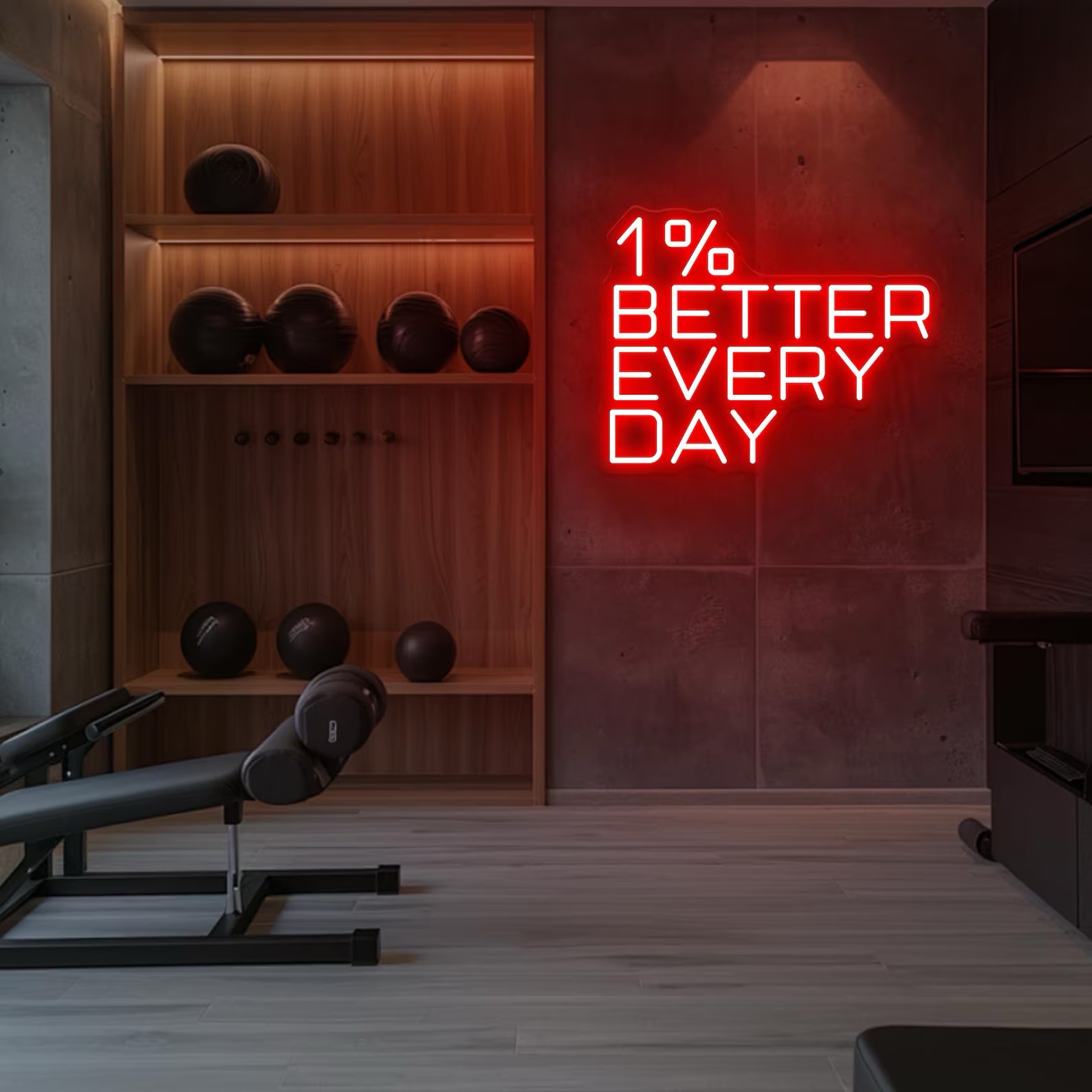 Home Gym Neon Sign - Lampu Neon “1% Lebih Baik Setiap